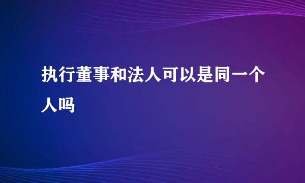 执行董事和法人可以是同一个人吗