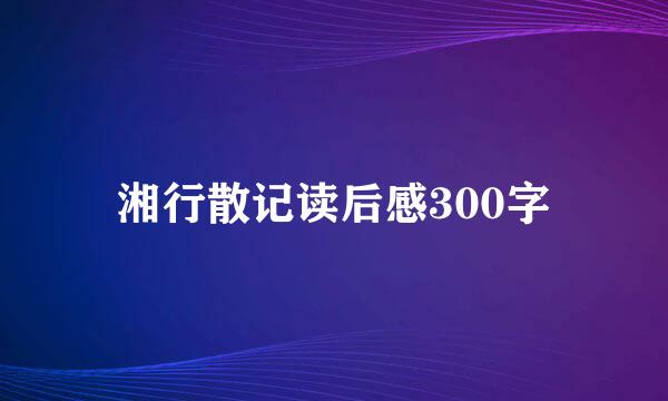 湘行散记读后感300字