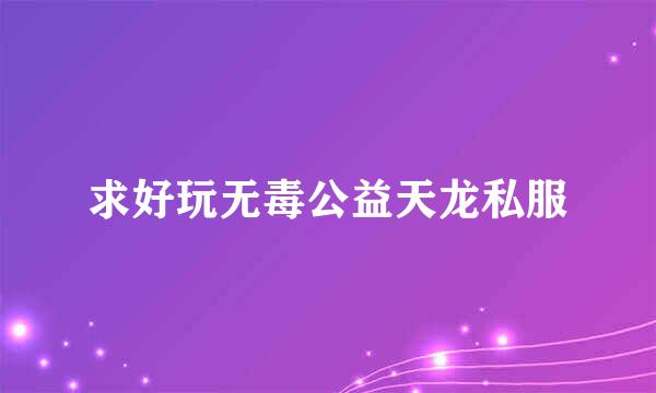 求好玩无毒公益天龙私服