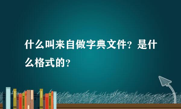 什么叫来自做字典文件？是什么格式的？