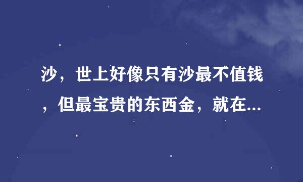 沙，世上好像只有沙最不值钱，但最宝贵的东西金，就在它里面。立意自定，800字