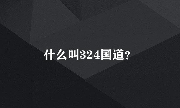 什么叫324国道？