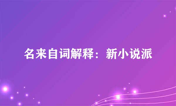 名来自词解释：新小说派