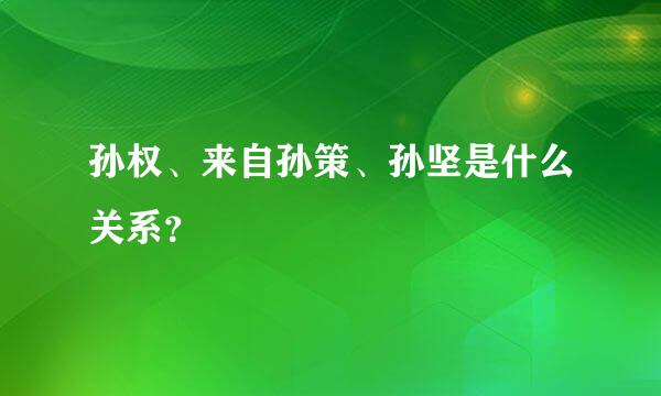 孙权、来自孙策、孙坚是什么关系？