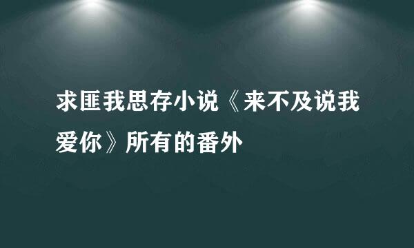 求匪我思存小说《来不及说我爱你》所有的番外