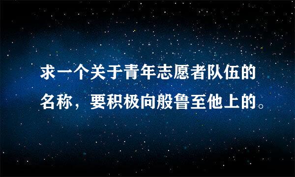 求一个关于青年志愿者队伍的名称，要积极向般鲁至他上的。