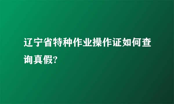 辽宁省特种作业操作证如何查询真假?