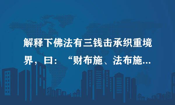 解释下佛法有三钱击承织重境界，曰：“财布施、法布施、无畏布施!