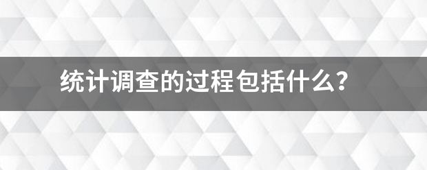 统计调查的过程包括什么？