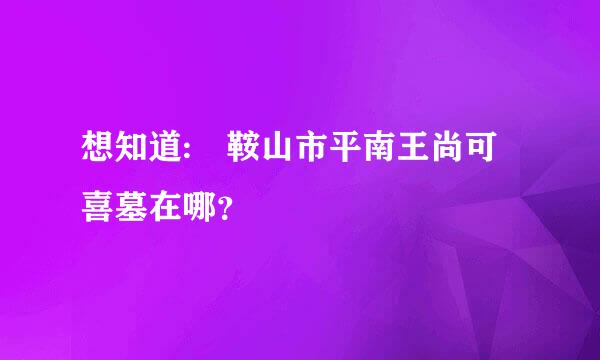 想知道: 鞍山市平南王尚可喜墓在哪？