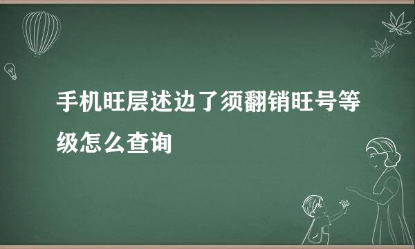 手机旺层述边了须翻销旺号等级怎么查询