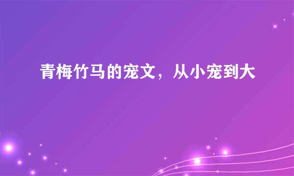 青梅竹马的宠文，从小宠到大