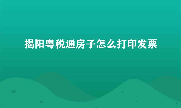 揭阳粤税通房子怎么打印发票