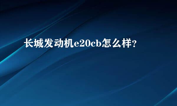 长城发动机e20cb怎么样？