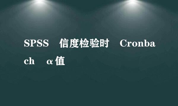 SPSS 信度检验时 Cronbach α值