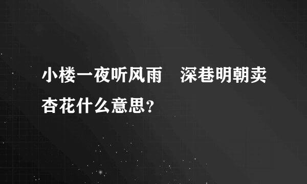 小楼一夜听风雨 深巷明朝卖杏花什么意思？