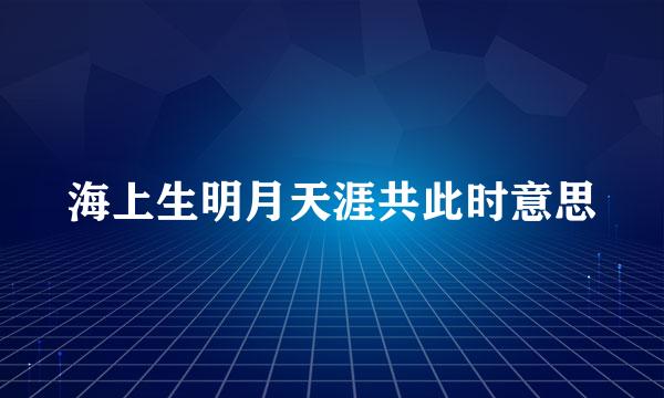 海上生明月天涯共此时意思