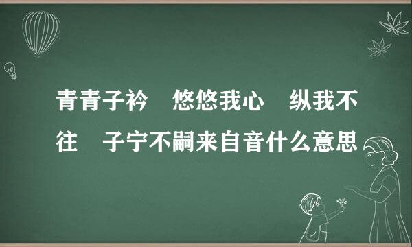 青青子衿 悠悠我心 纵我不往 子宁不嗣来自音什么意思