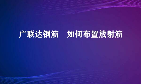 广联达钢筋 如何布置放射筋