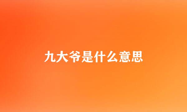 九大爷是什么意思