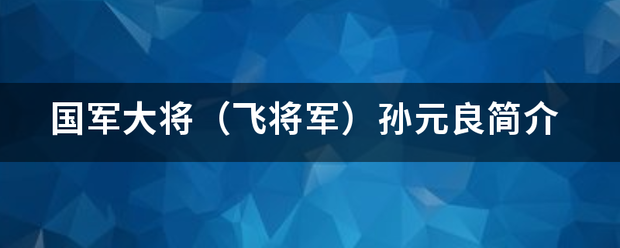 国军大将（飞将军）孙元良简介