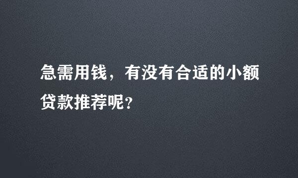 急需用钱，有没有合适的小额贷款推荐呢？