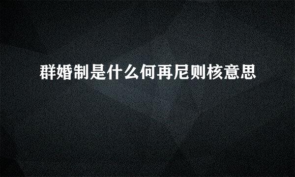 群婚制是什么何再尼则核意思