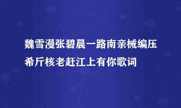 魏雪漫张碧晨一路南亲械编压希斤核老赶江上有你歌词