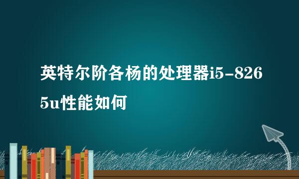 英特尔阶各杨的处理器i5-8265u性能如何