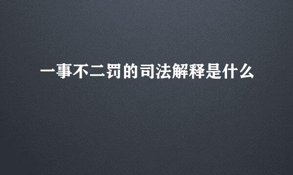 一事不二罚的司法解释是什么