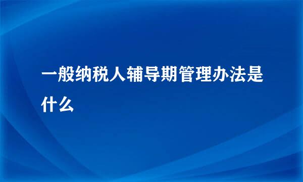 一般纳税人辅导期管理办法是什么