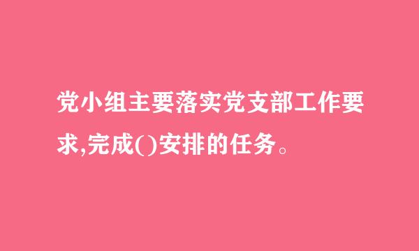 党小组主要落实党支部工作要求,完成()安排的任务。