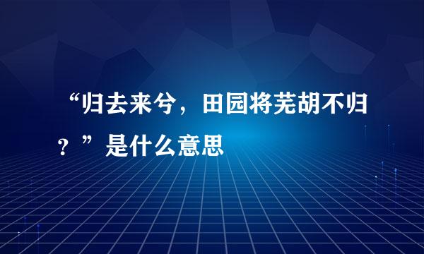 “归去来兮，田园将芜胡不归？”是什么意思