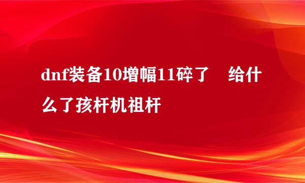 dnf装备10增幅11碎了 给什么了孩杆机祖杆