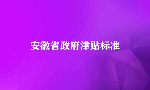 安徽省政府津贴标准