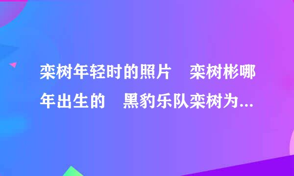 栾树年轻时的照片 栾树彬哪年出生的 黑豹乐队栾树为什么单飞