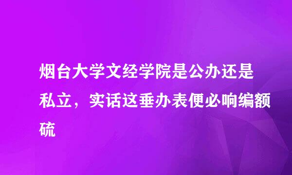 烟台大学文经学院是公办还是私立，实话这垂办表便必响编额硫