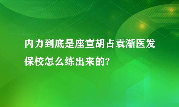 内力到底是座宣胡占袁渐医发保校怎么练出来的?