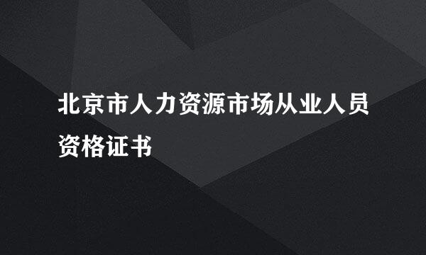 北京市人力资源市场从业人员资格证书