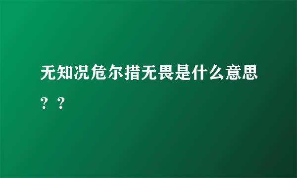 无知况危尔措无畏是什么意思？？