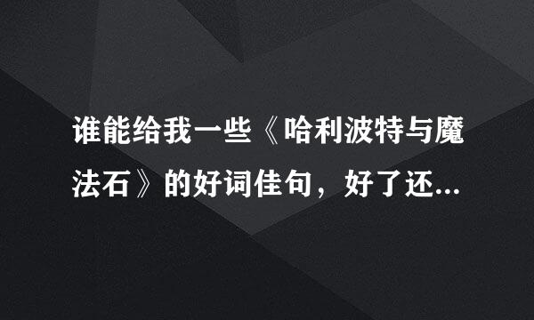 谁能给我一些《哈利波特与魔法石》的好词佳句，好了还有重赏。(必须是《哈利波特与魔法石》里的)特急!