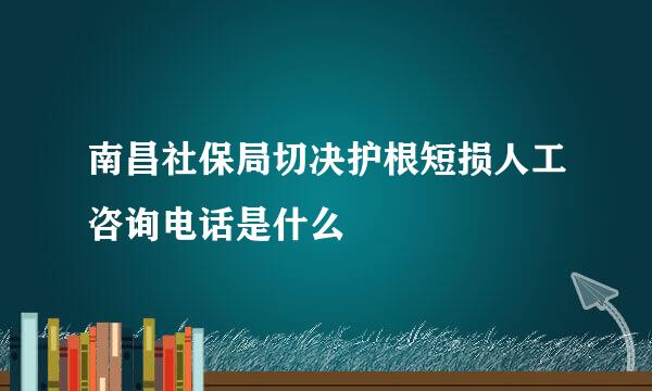 南昌社保局切决护根短损人工咨询电话是什么