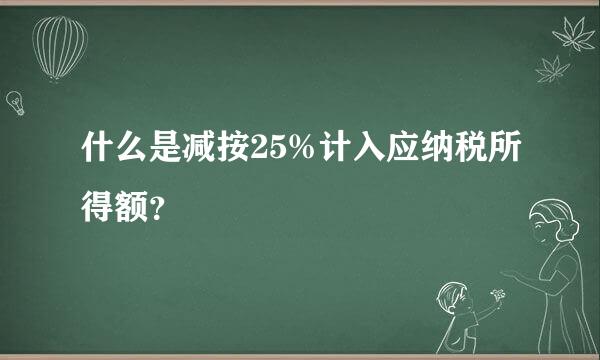 什么是减按25%计入应纳税所得额？