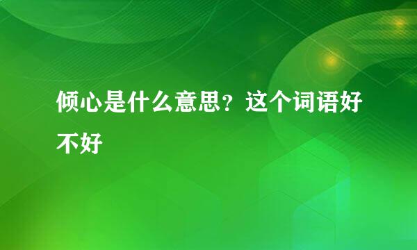 倾心是什么意思？这个词语好不好