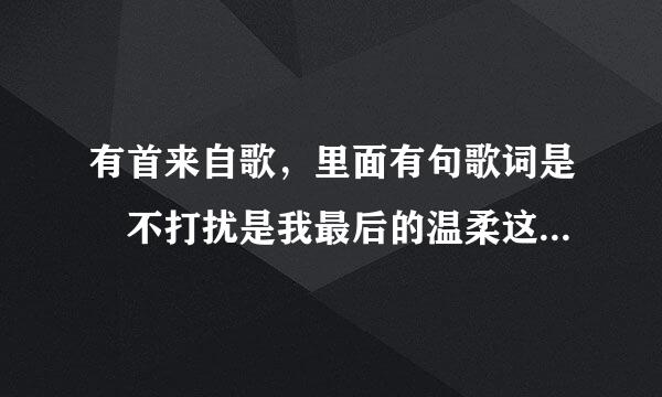 有首来自歌，里面有句歌词是 不打扰是我最后的温柔这是哪首歌啊？