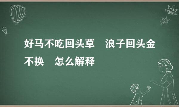 好马不吃回头草 浪子回头金不换 怎么解释