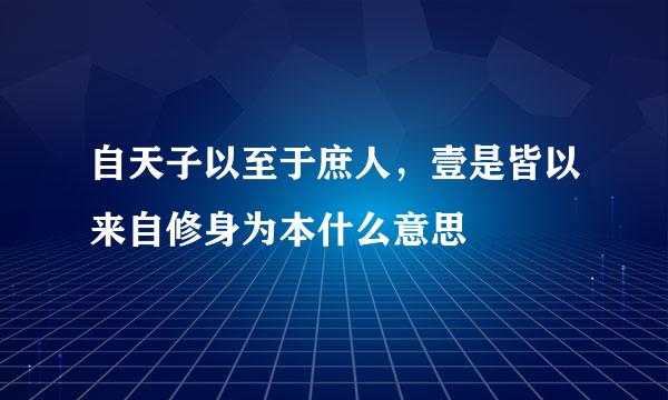 自天子以至于庶人，壹是皆以来自修身为本什么意思