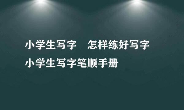 小学生写字 怎样练好写字 小学生写字笔顺手册