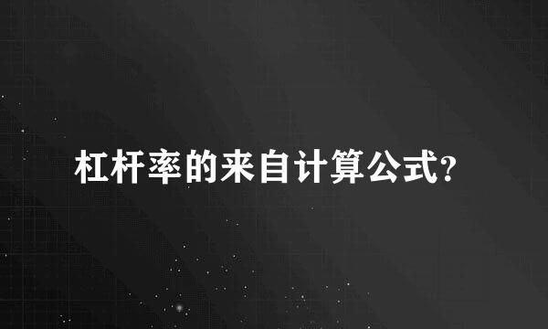 杠杆率的来自计算公式？