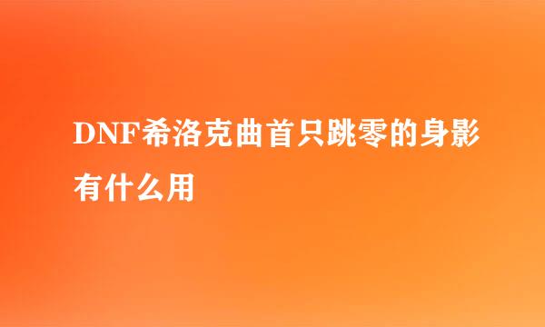 DNF希洛克曲首只跳零的身影有什么用